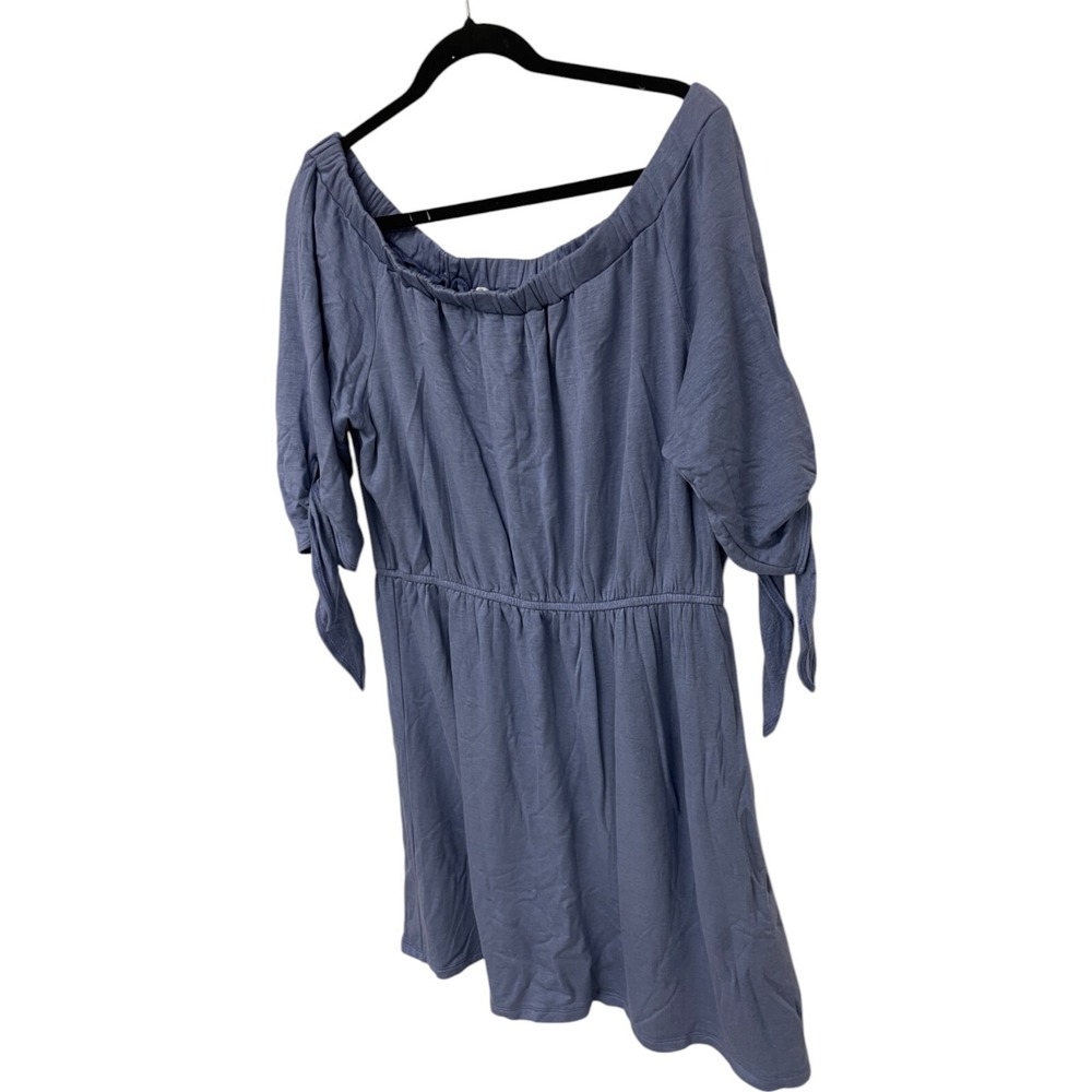 The Vanity Room Off Shoulder Dress Womens Size Plus 2X fleece‎ Blue Stretch NWT - Picture 3 of 16